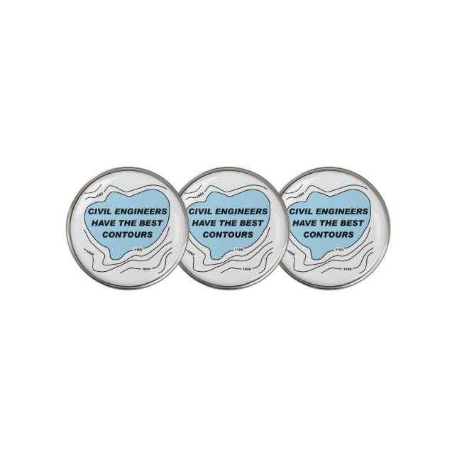 Civil Engineer Blue Contours Golf Ball Marker (3 Up)