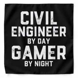 Civil Engineer By Day Gamer By Night Cute Engineer Bandana