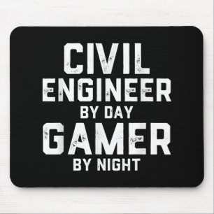 Civil Engineer By Day Gamer By Night Cute Engineer Mouse Pad