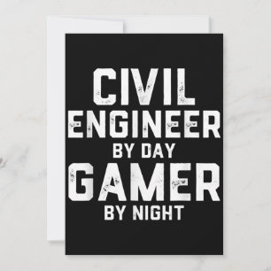 Civil Engineer By Day Gamer By Night Cute Engineer Thank You Card