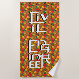 Civil Engineer Character Beach Towel