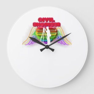 Civil Engineer Colourful Funny Presents For Civil Large Clock