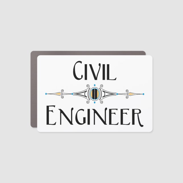 Civil Engineer Decorative Line Car Magnet (Front)