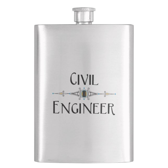 Civil Engineer Decorative Line Flask (Front)