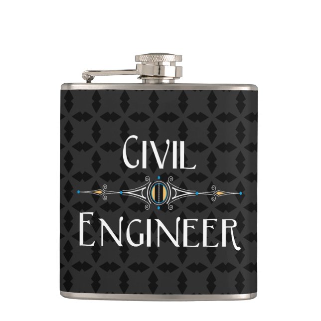 Civil Engineer Decorative Line Flask (Front)