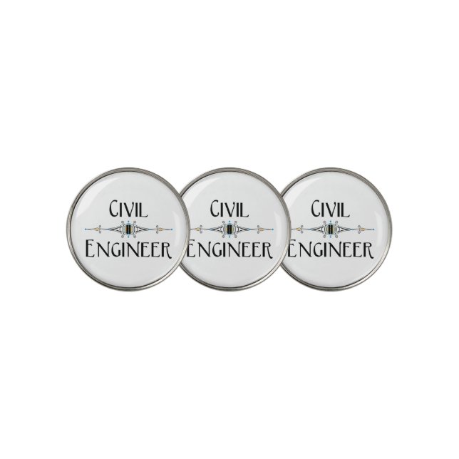 Civil Engineer Decorative Line Golf Ball Marker (3 Up)