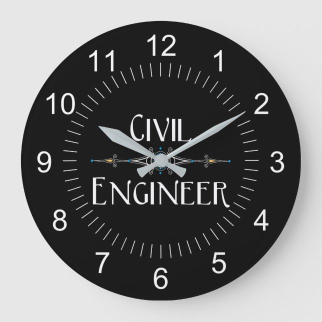 Civil Engineer Decorative Line Large Clock (Front)