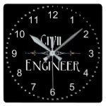 Civil Engineer Decorative Line Square Wall Clock