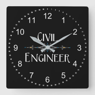 Civil Engineer Decorative Line Square Wall Clock