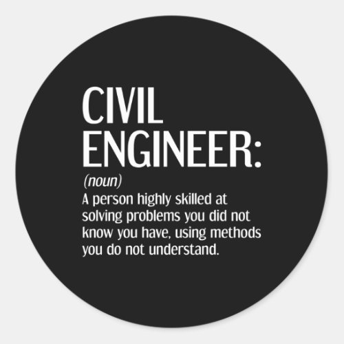Civil Engineer Definition Civil Engineering Classic Round Sticker