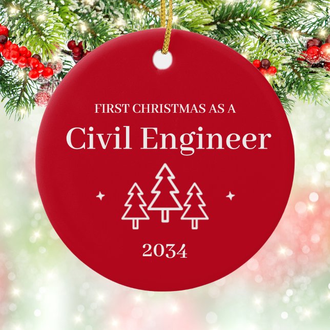 Civil Engineer Graduation 2026 Christmas Ornament (Civil Engineer Graduation 1st Christmas Ornament
)