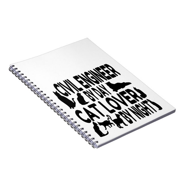 Civil Engineer Loves Cats Notebook (Right Side)