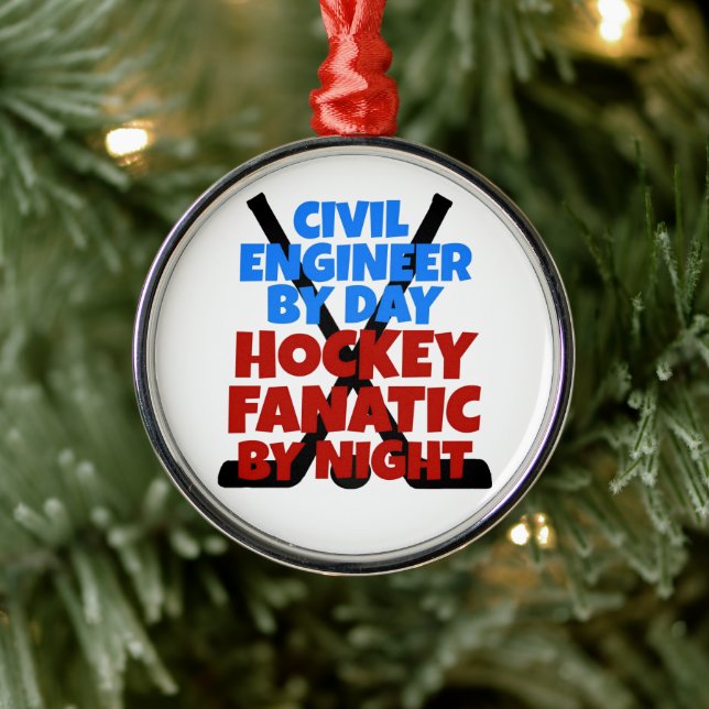 Civil Engineer Loves Hockey Metal Ornament (Tree)