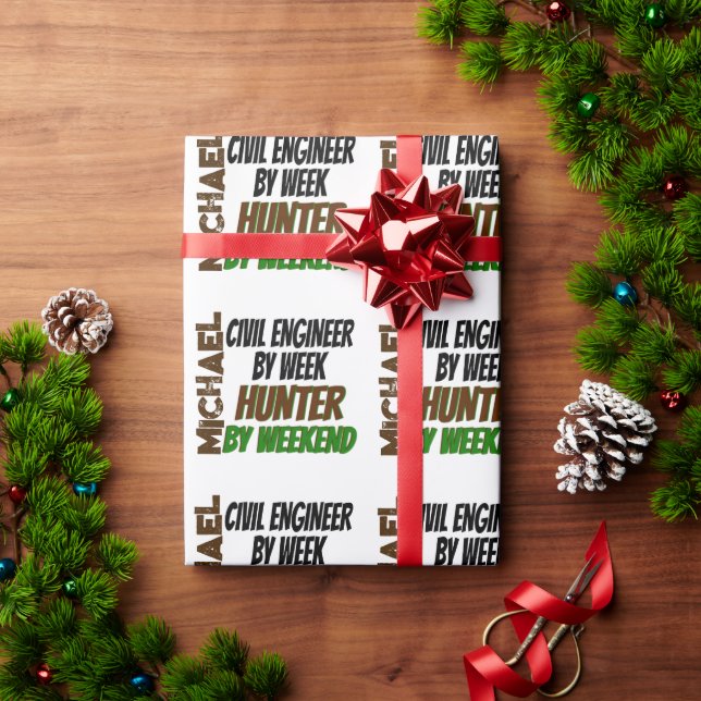 Civil Engineer Loves Hunting Wrapping Paper (Holiday Gift)