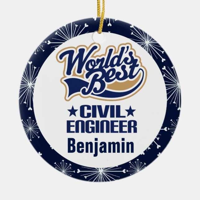 Civil Engineer Personalized Gift Ornament (Front)