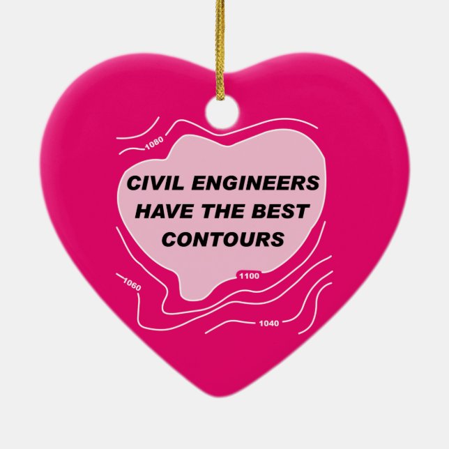 Civil Engineer Pink Contours Ceramic Ornament (Back)