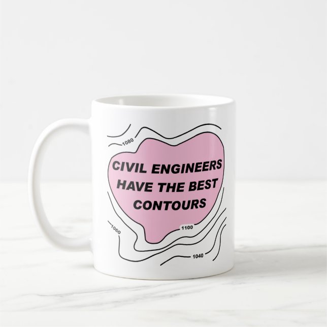 Civil Engineer Pink Contours Coffee Mug (Left)