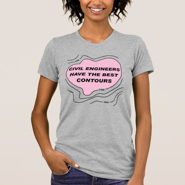 Civil Engineer Pink Contours T-Shirt (Front)