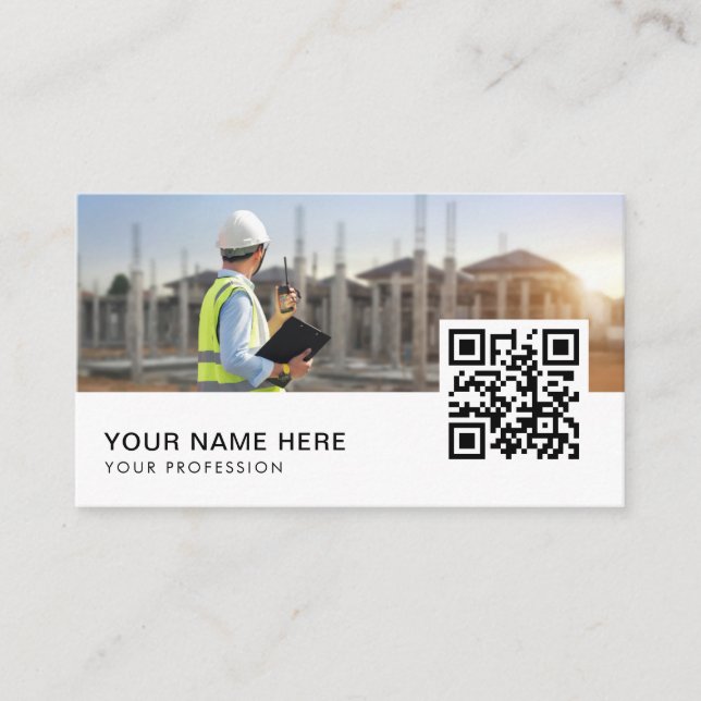 Civil Engineer QR Code  Business Card (Front)