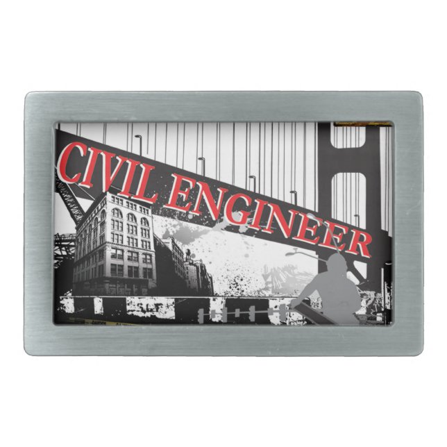 Civil Engineer Rectangular Belt Buckle (Front)