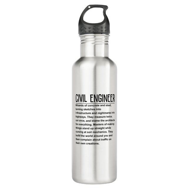 Civil engineer stainless steel water bottle (Front)