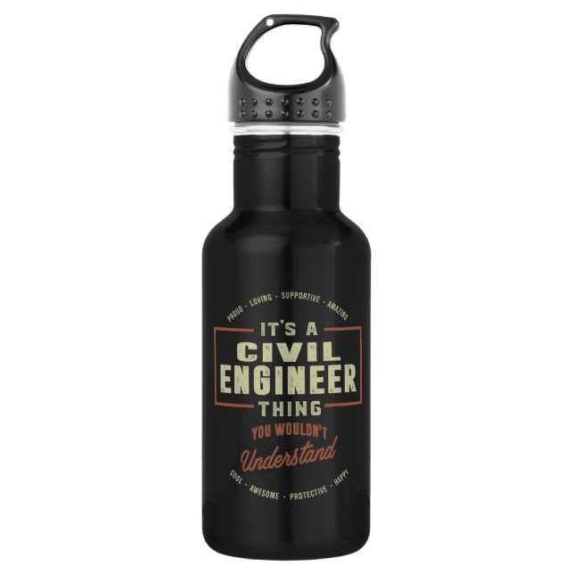 Civil Engineer Stainless Steel Water Bottle (Front)