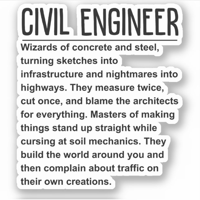 Civil engineer sticker (Front)