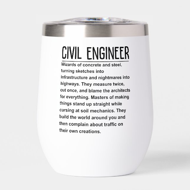 Civil engineer thermal wine tumbler (Front)