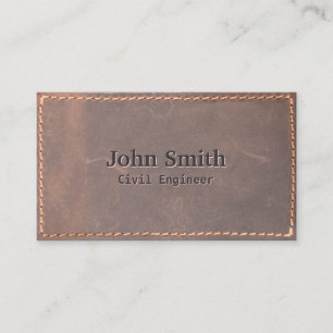 Civil Engineer Vintage Sewed Leather  Business Card