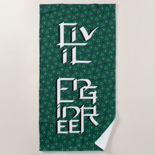 Civil Engineer White Character Beach Towel