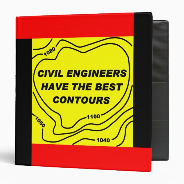 Civil Engineer Yellow Contours 3 Ring Binder (Front/Inside)