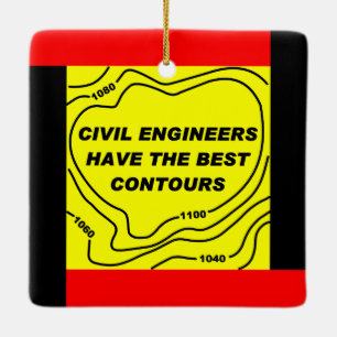 Civil Engineer Yellow Contours Ceramic Ornament