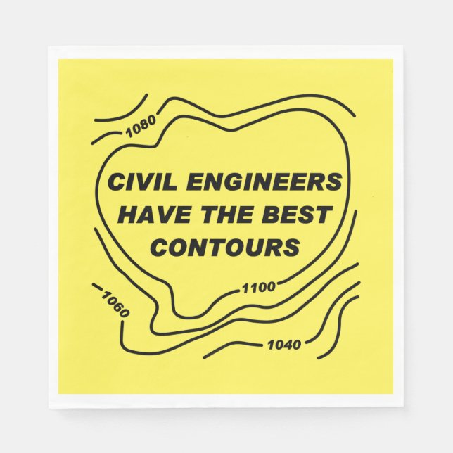 Civil Engineer Yellow Contours Napkins (Front)