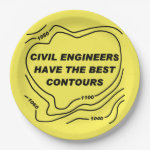 Civil Engineer Yellow Contours Paper Plate