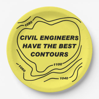 Civil Engineer Yellow Contours Paper Plates