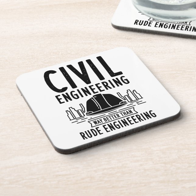 Civil Engineering Gag Graduate Engineer Beverage Coaster (Left Side)