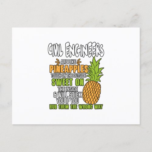 Civil Engineers Are Like Pineapples Announcement Postcard
