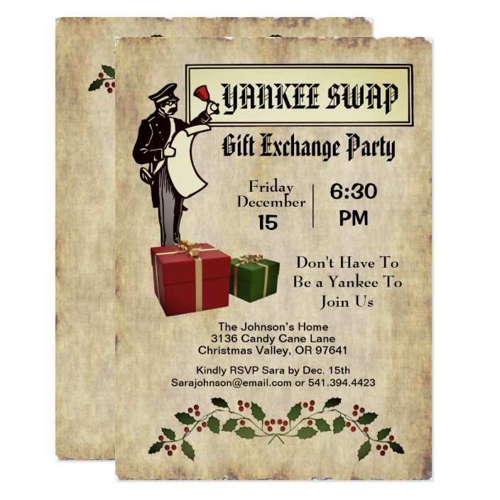 Civil Vintage Yankee Swap Gift Exchange Party, ZPR Invitation | Zazzle.com