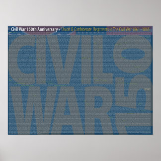 Civil War 150 Union & Confederate Regiments Art Po Poster