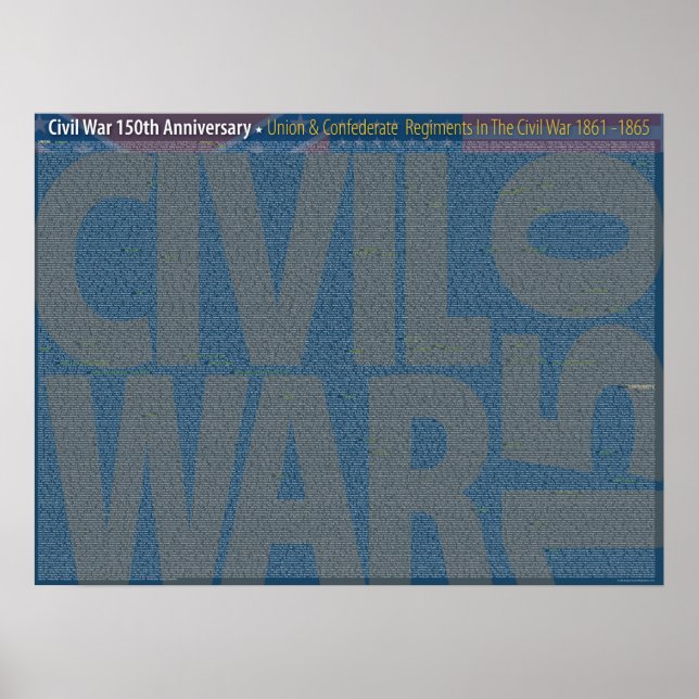 Civil War 150 Union & Confederate Regiments Art Po Poster (Front)