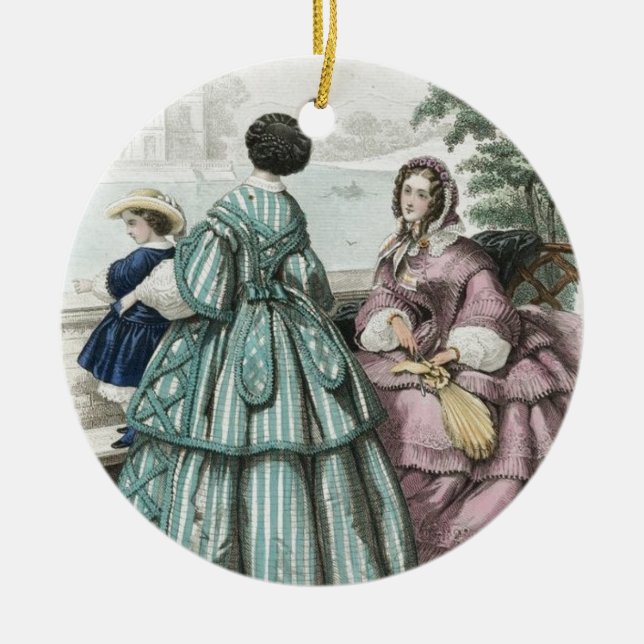 Civil War Antebellum Fashion Ladies Ball Gown Ceramic Ornament (Front)
