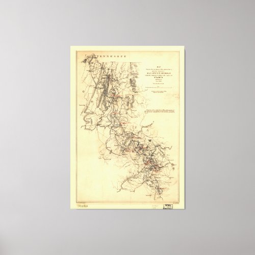 Civil War Atlanta Campaign Map September 1 1864 Canvas Print