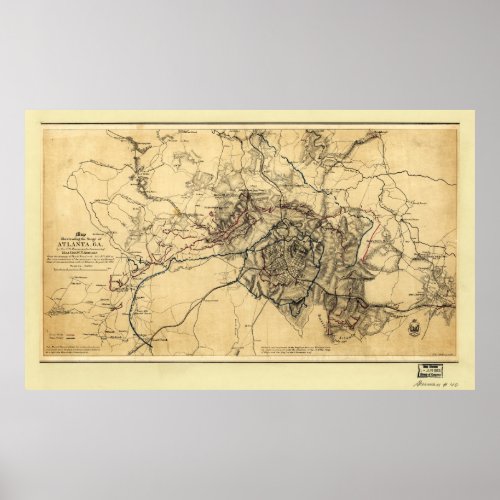 Civil War Atlanta Ga Map July 19 _ Aug 26 1864 Poster