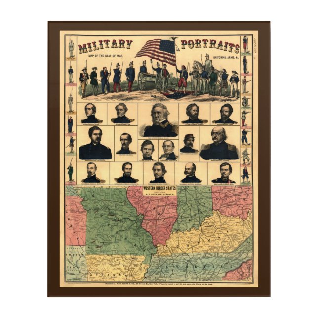 Civil War Border Military Portraits 1861, Restored Acrylic Print (Front)