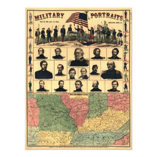 Civil War Border Military Portraits 1861 Restored Photo Print