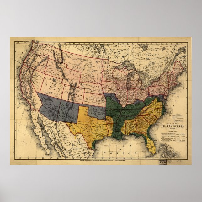 Civil War Era Map of the United States (Jan 1864) Poster (Front)