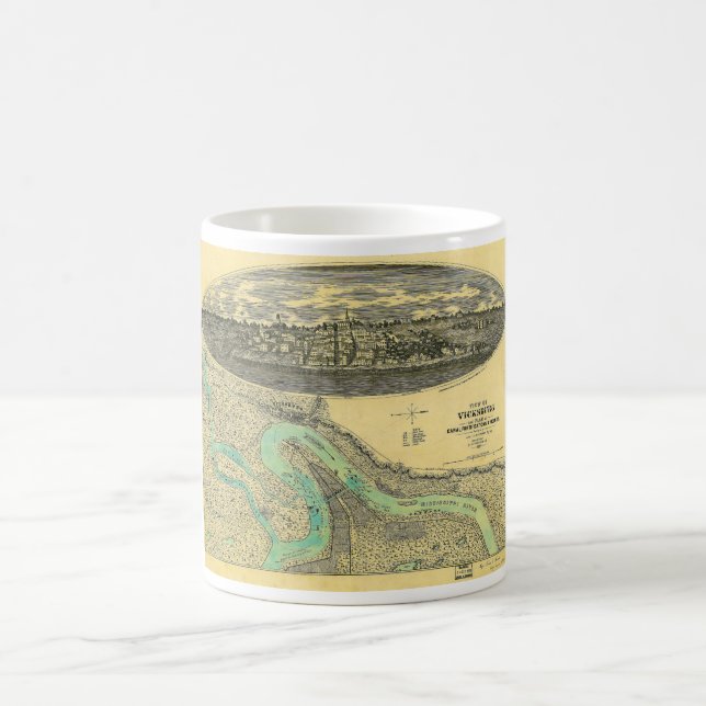 Civil War Era Map of Vicksburg Mississippi 1863 Coffee Mug (Center)