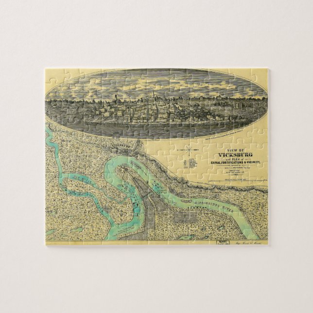 Civil War Era Map of Vicksburg Mississippi 1863 Jigsaw Puzzle (Horizontal)