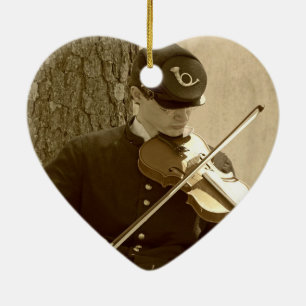 Civil War Fiddle Player Ceramic Ornament