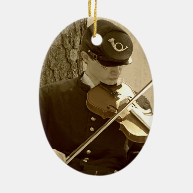 Civil War Fiddle Player Ceramic Ornament (Back)